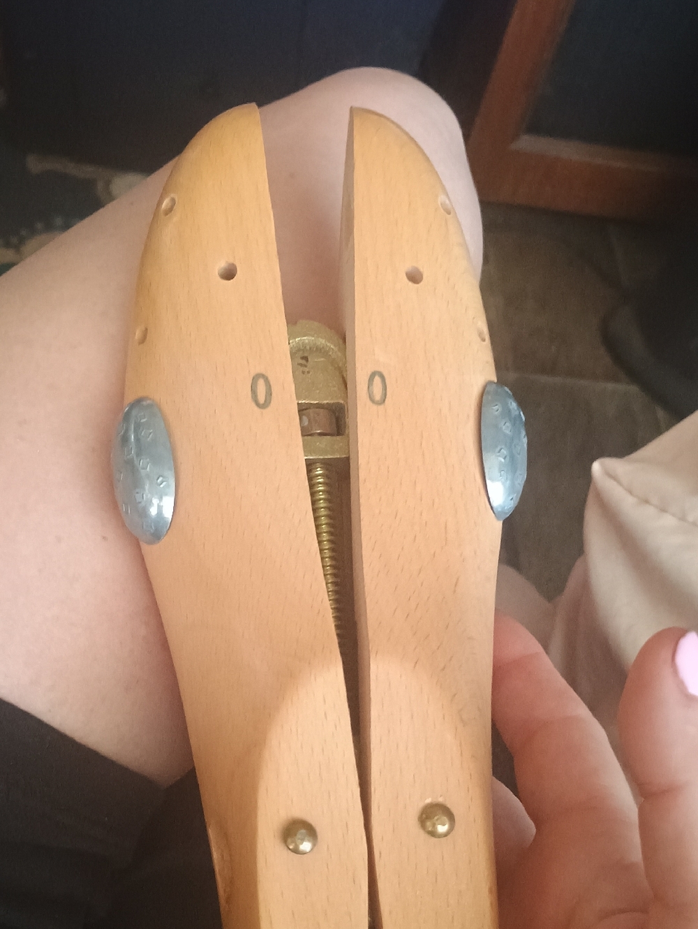 Wooden Shoe Stretcher with Metal Hardware - Natural Wood